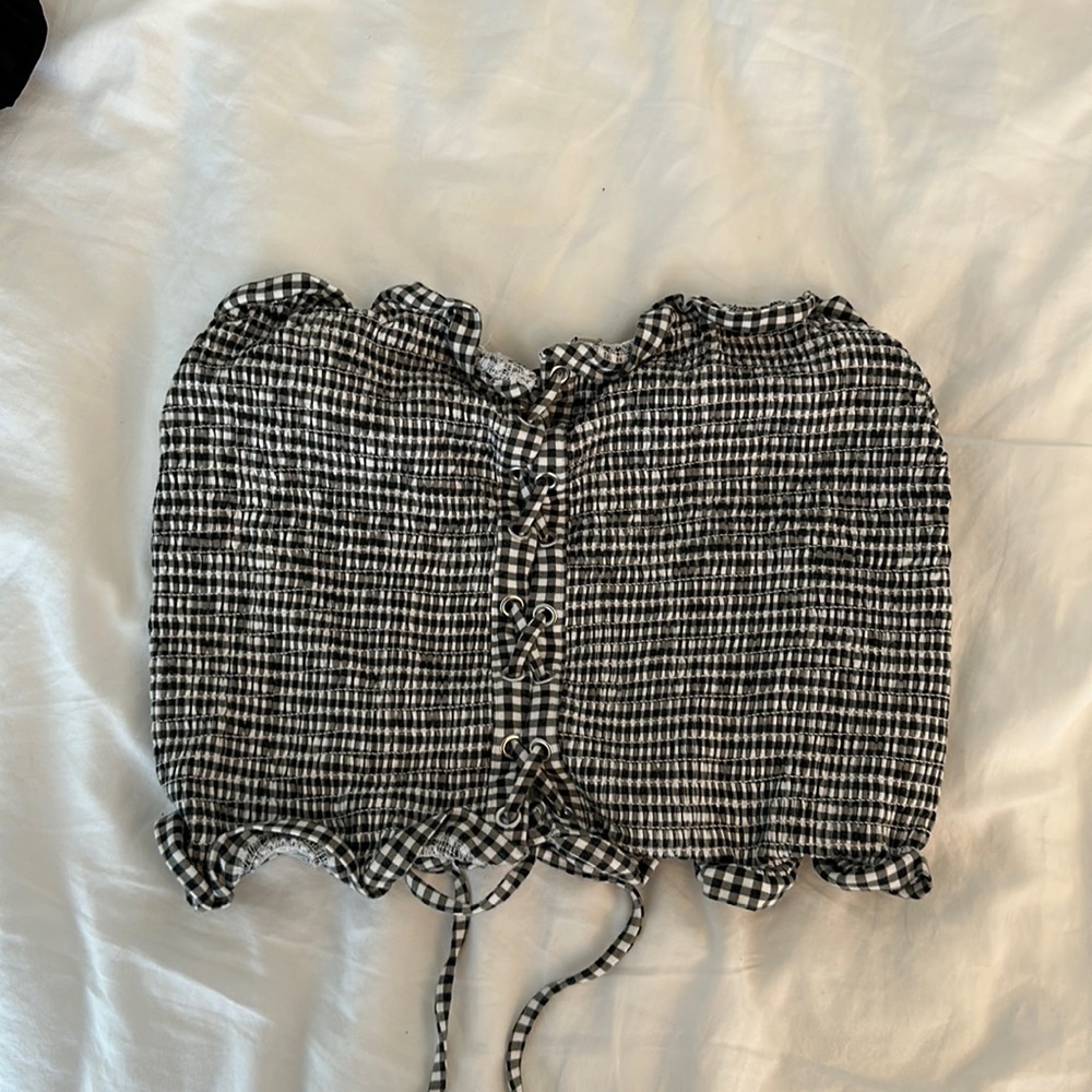 Express Large tube top, checkered, fits like a medium-large based on length